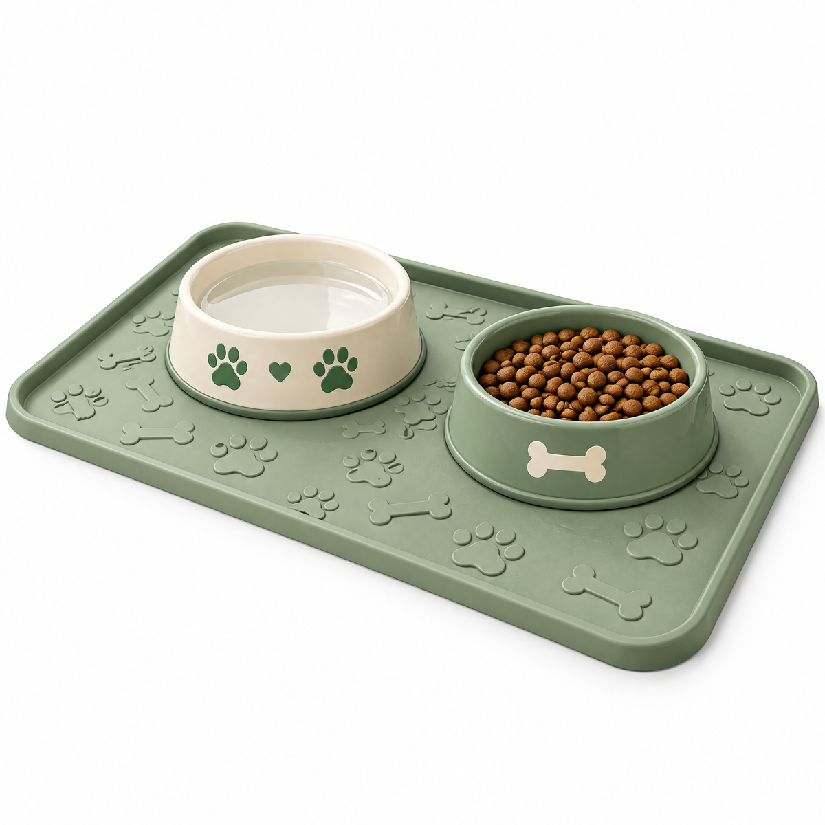 Broniort™ DryPaw Waterproof Pet Feeding Mat – Raised-Edge Dog & Cat Bowl Mat, Non-Slip Food & Water Station