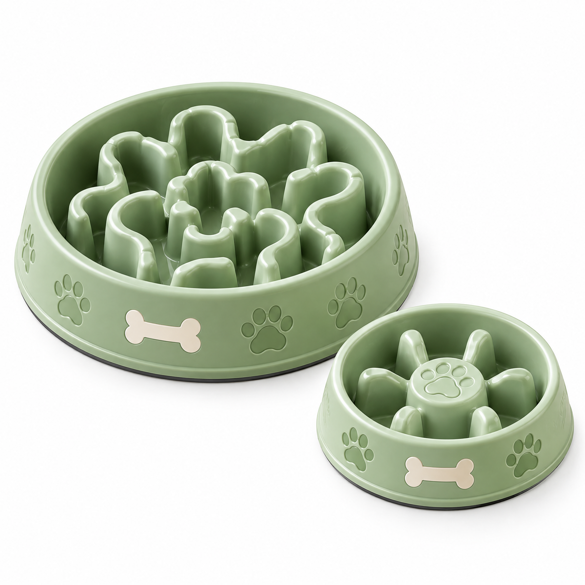 Broniort™ PacePlate Slow Feeder Pet Bowl & Mini Snack Tray – Textured Dog & Cat Feeding Bowl Set with Non-Slip Base
