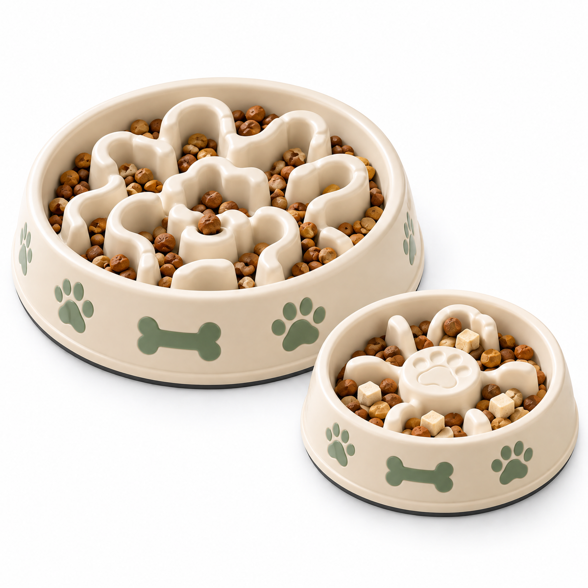 Broniort™ PacePlate Slow Feeder Pet Bowl & Mini Snack Tray – Textured Dog & Cat Feeding Bowl Set with Non-Slip Base