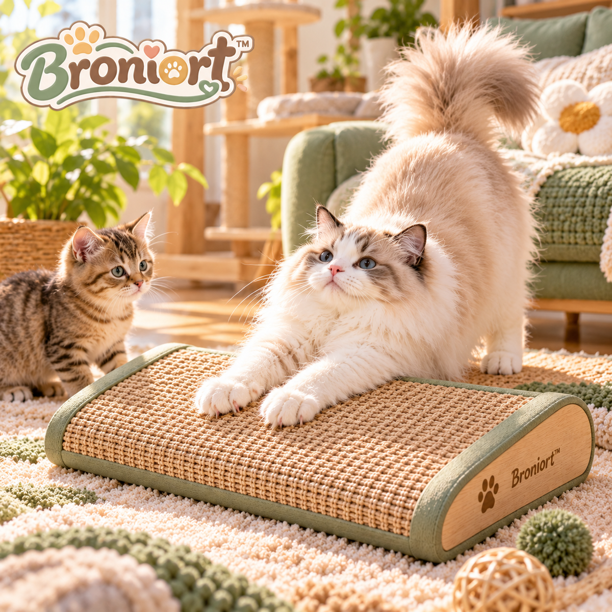 Broniort™ HearthScratch Woven Sisal Pet Scratching Board – Compact Cat Scratcher Pad, Natural Fiber Scratch Surface for Indoor Cats