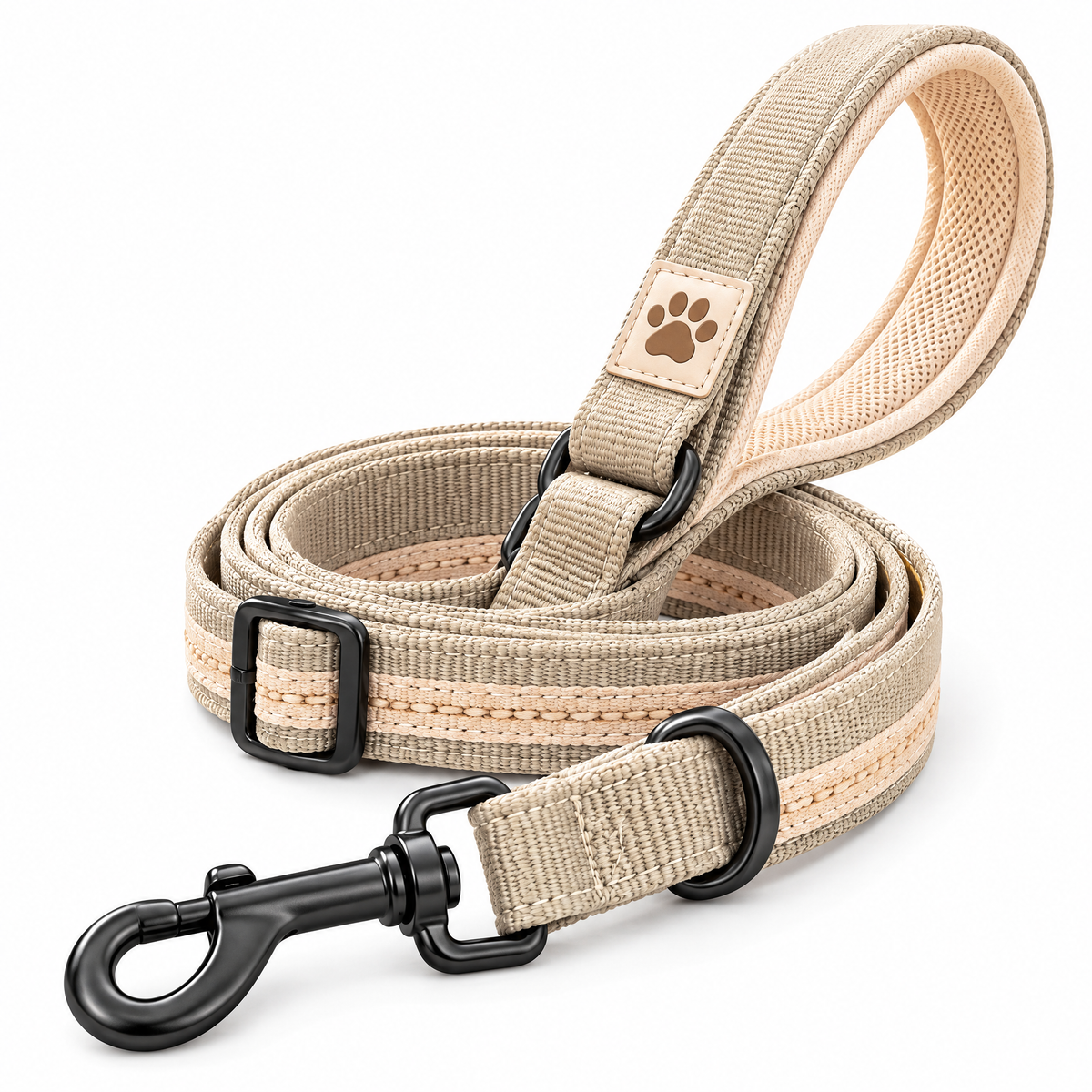 Broniort™ SoftStride Adjustable Fabric Dog Leash – Padded Everyday Walking Lead with Swivel Clip