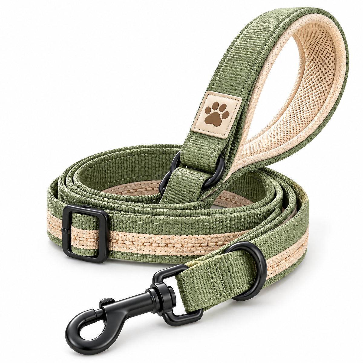 Broniort™ SoftStride Adjustable Fabric Dog Leash – Padded Everyday Walking Lead with Swivel Clip