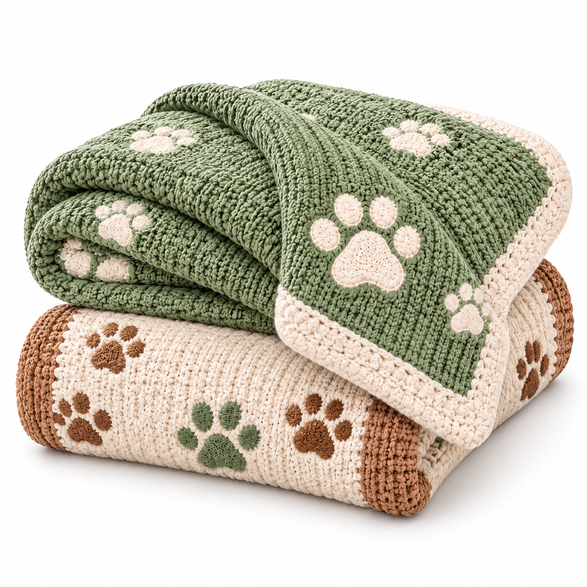 Broniort™ CozyWeave Cotton-Knit Pet Blanket Set – Small Dog & Cat Throw Blankets, 2-Pack Wash-and-Rotate Set